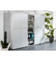 Armoire bureautique haute blanche verre blanc