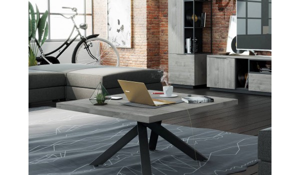 Table basse bois et métal inspiration industriel