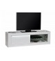 Meuble TV design blanc laqué avec reliefs 170 cm