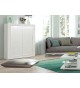 Bahut haut design 2 portes avec reliefs blanc laqué