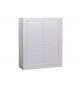 Bahut haut design 2 portes avec reliefs blanc laqué