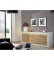 Buffet design blanc et bois avec relief 220 cm