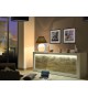 Buffet design blanc et bois avec relief 220 cm