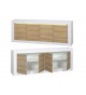 Buffet design blanc et bois avec relief 220 cm