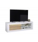 Meuble tv blanc et bois avec relief 3D - 170 cm