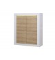 Rangement haut blanc et bois avec relief