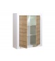 Rangement haut blanc et bois avec relief