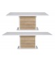 Table extensible blanc et bois - Pieds central éclairage intégré