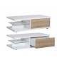 Table basse rectangulaire laqué blanc et bois 120 cm