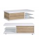 Table basse rectangulaire laqué blanc et bois 120 cm
