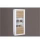 Vitrine design blanche / bois avec reliefs et éclairage led