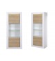 Vitrine design blanche / bois avec reliefs et éclairage led