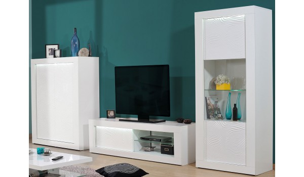 Ensemble de meuble tv design blanc laqué