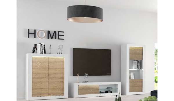 Ensemble de meuble tv design blanc laqué