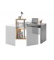 Bureau plateau pivotant gris laqué et bois
