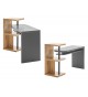 Bureau plateau pivotant gris laqué et bois