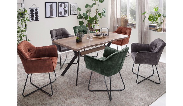 Table rectangulaire bois et métal forme originale