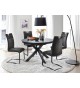 Table ronde céramique anthracite pieds acier noir