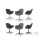 2 Fauteuils pivotants de salle à manger - Pieds chromé ou noir