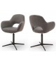 2 Chaises fauteuils de table pivotants - Pieds chromé ou noir
