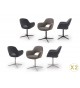 2 Chaises fauteuils de table pivotants - Pieds chromé ou noir