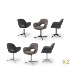 2 Chaises fauteuils de table pivotants - Pieds chromé ou noir