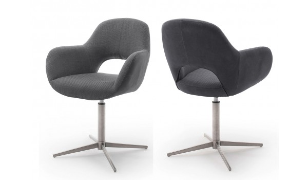 2 Chaises fauteuils de table pivotants - Pieds chromé ou noir