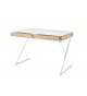 Bureau blanc laqué et bois pas cher