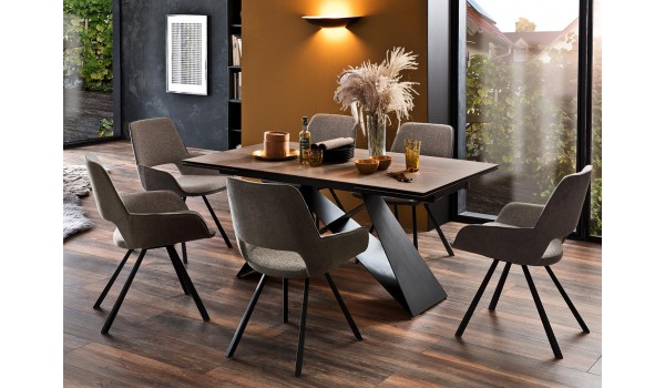 Table céramique déco chêne 160-240 cm