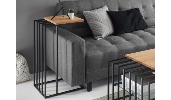 Bout de canapé design bois et métal noir