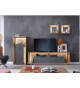 Combinaison de meuble de salon tv bois et gris laqué