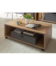 Table basse sur roulettes avec rangement