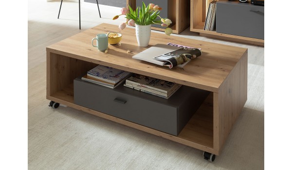 Table basse sur roulettes avec rangement