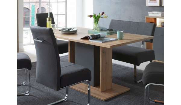 Table 160 cm originale - Bois et gris pierre