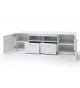 Meuble TV design bois et blanc 200 cm