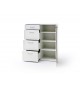 Commode haute 2 portes blanche et bois