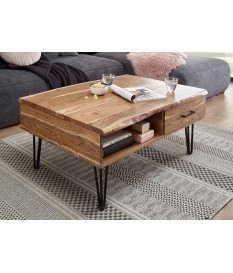 Table basse avec plateau relevable et rangement