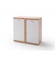 Meuble commode 2 portes blanc et bois