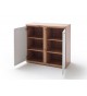 Meuble commode 2 portes blanc et bois