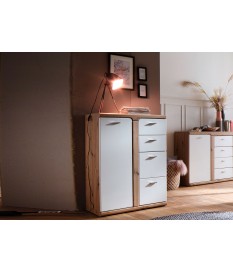 Meuble commode scandinave 4 tiroirs, 1 porte