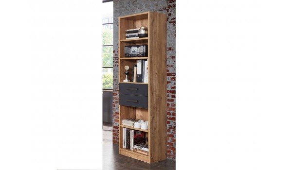 Meuble de rangement haut - Bois et gris graphite
