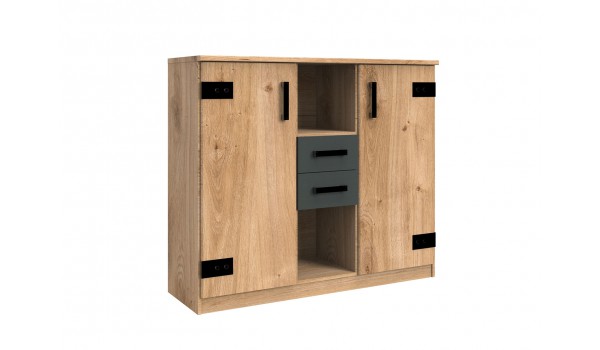 Meuble de rangement 2 portes, 2 tiroirs, 2 niches Meuble de rangement 2 portes, 2 tiroirs, 2 niches