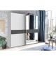 Armoire coulissante 135 ou 180 cm - Blanche / Verre gris / Miroir
