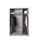 Armoire coulissante 135 ou 180 cm - Gris béton / Verre blanc / Miroir