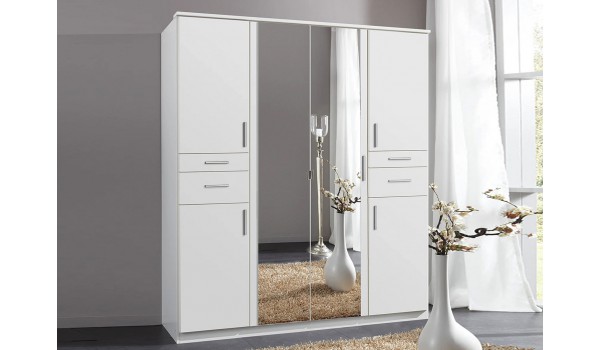 Armoire 6 portes - Double miroir / Lingère / Dressing / Tiroirs