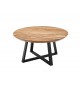 Table basse ronde bois acacia et métal noir