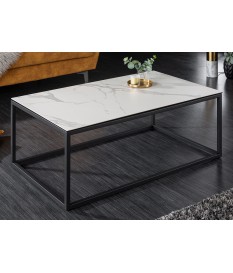 Table basse en céramique marbre blanc et gris