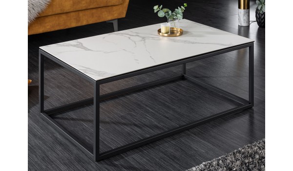 Table basse en céramique marbre blanc et gris