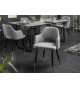 Chaise tissu gris clair avec accoudoir / Pieds noir embouts dorée