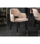 Chaise velours grège avec accoudoir / Pieds noir embouts dorée